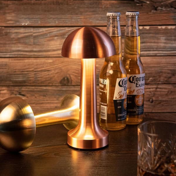 Rechargeable Led Table Lamp Touch Sensor Desk Light Bedroom Restaurant Bar Decor Bronze Mushroom