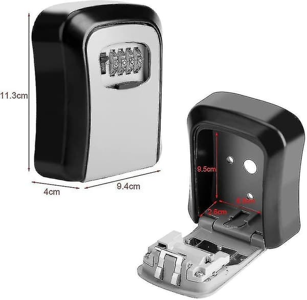 Key Lock Box 4 Digit Combination Wall Mount Key Safe Security Storage Box For Sharing Keys Securely Indoor And Outdoor