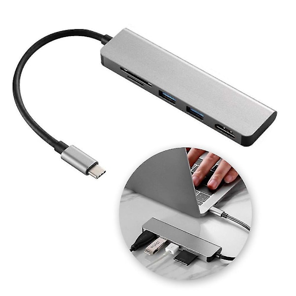 Type C til HDMI USB 3.0 TF SD-kortlæser Adapter Dockingstation til PC Lap
