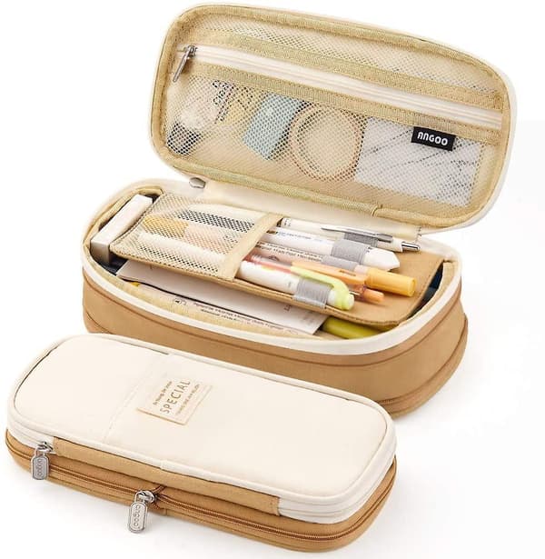 Pencil Case Large Pen Case Office College Large Storage Bag Storage Bag Storage Box Student (khaki)