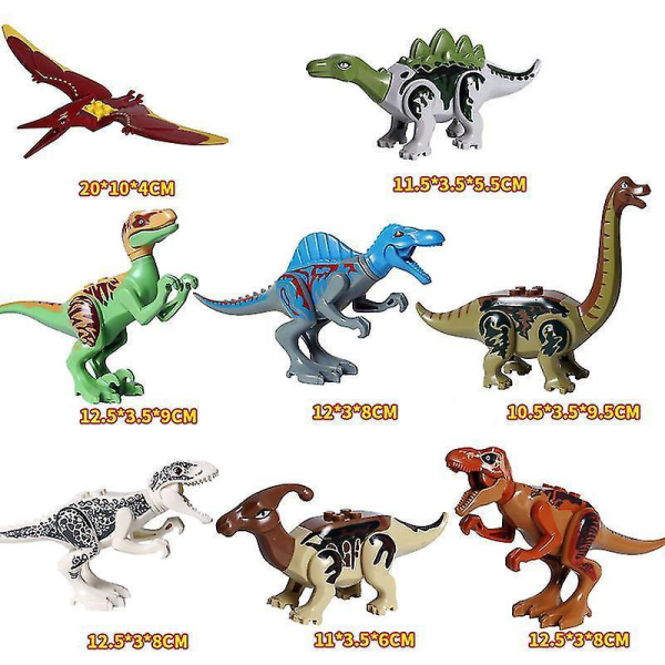 8pcs World Dinosaurs Building Bricks Blocks Figures