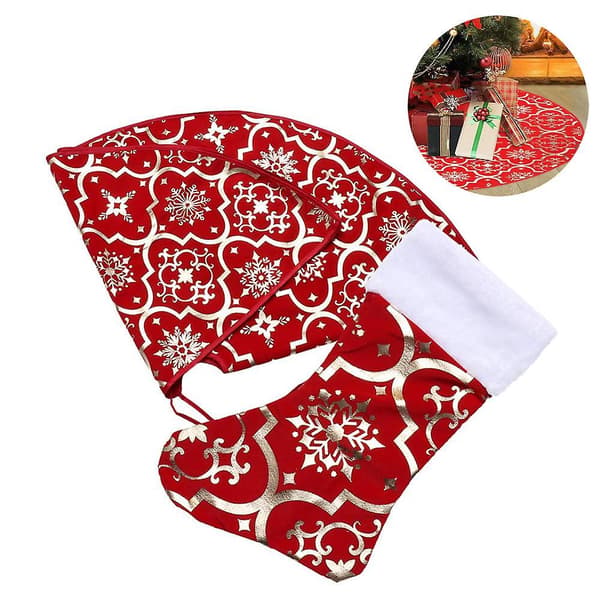 Snowflake Christmas Tree Skirt -120cm Red