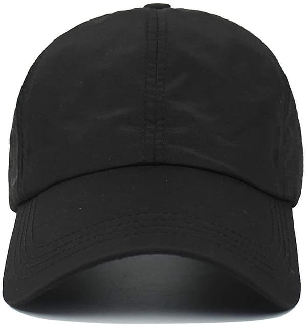 Womens Criss Cross Ponytail Baseball Cap Adjustable High Messy Bun Ponycap Quick Drying Hat Black