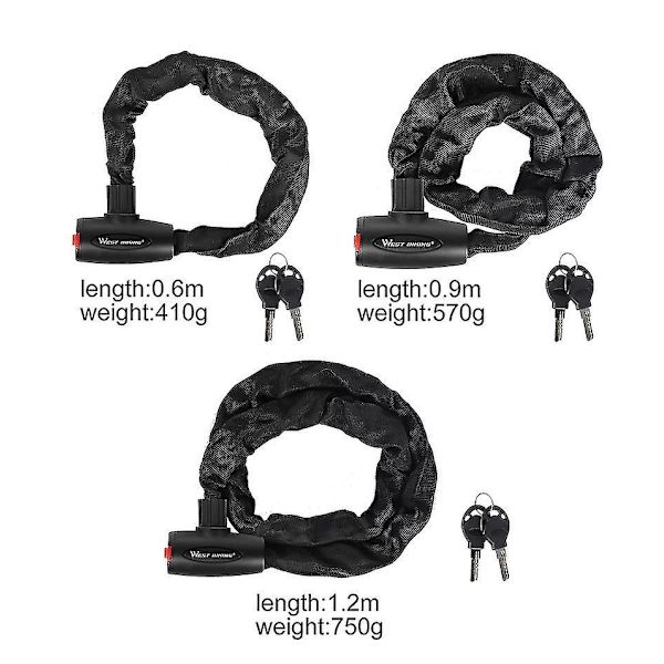 Bicycle Lock Bicycle Security Anti-theft Chain Lock With 2 Keys Password Lock 47 inches