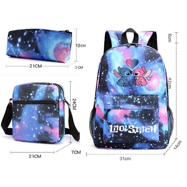 Lilo & Stitch Backpack Three-piece Set School Bag pink