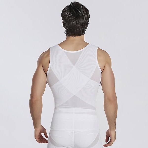 Men Waist Trimmer Belt Wrap Trainer Hot Swear Shirt Corset Slimming Body Shaper White M