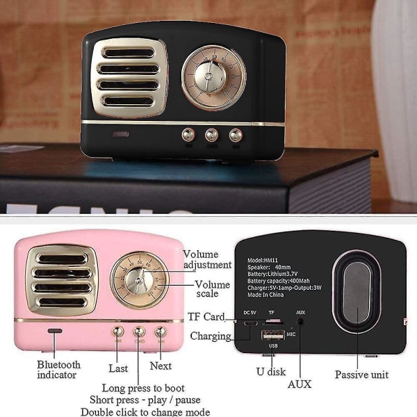 Portable Bluetooth Retro Speaker, Wireless Mini Vintage Speaker With Rich Bass, Stereo