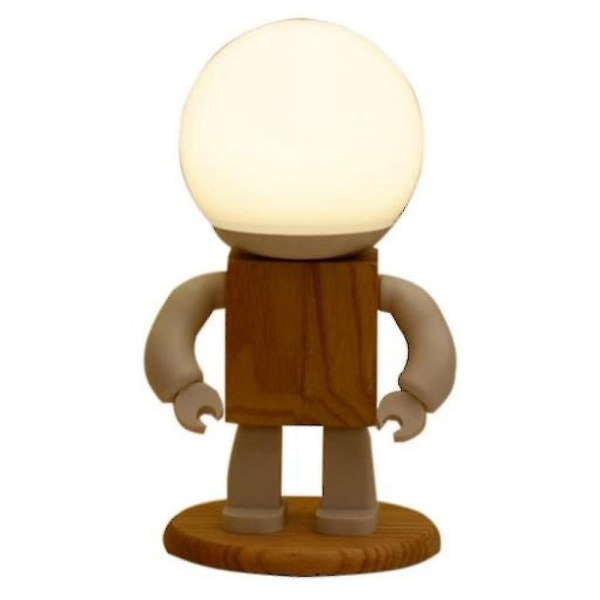 Table Lamp Wooden Robot Child Boy Birthday Gift