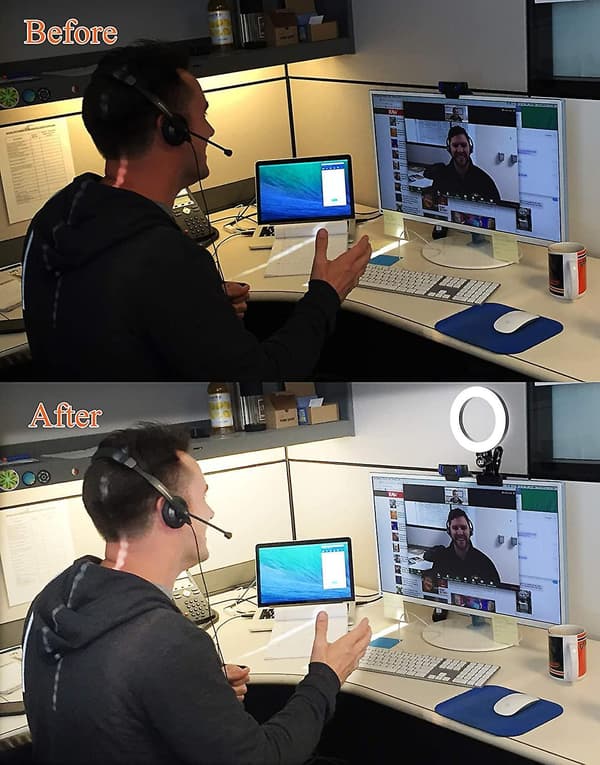Videokonferansebelysning, 6,3-tommers Selfie Ring Light