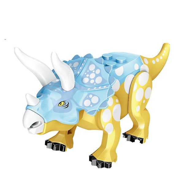 8pcs Colorful Dinosaur Building Blocks Tyrannosaurus Rex Triceratops Double Crowns Assembled Toy Building Blocks