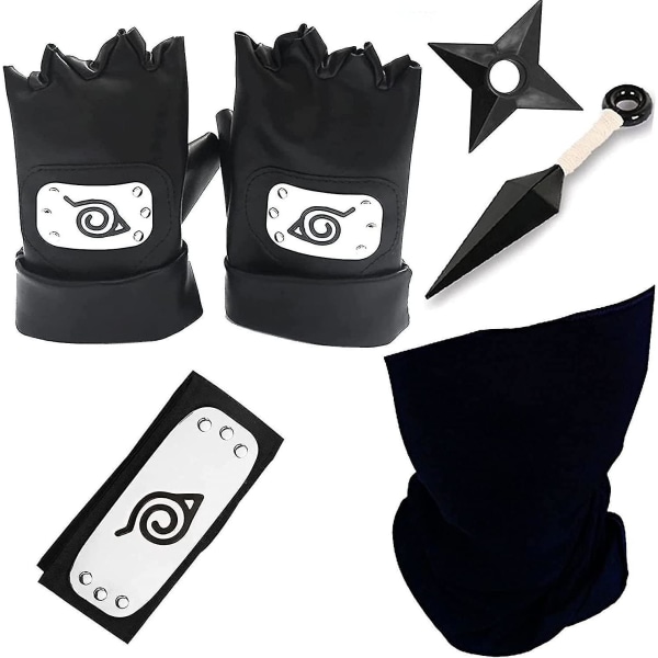 Kakashi Cosplay Set Ninja Konoha Naruto Headband Kakashi Forehead Protection And Kakashi Mask Gloves Kunai Ninja Plastic Shuriken Kakashi Cosplay Prop