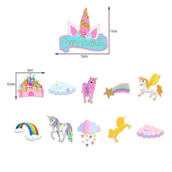 Unicorn Themed Paper Banner Cake Card 24pcs Balloon Set Unicorn Birthday Party Decorations