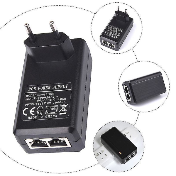 15v 1a Poe Injector Adapter For Ap Security Ip Camera Poe Switch Eu Plug