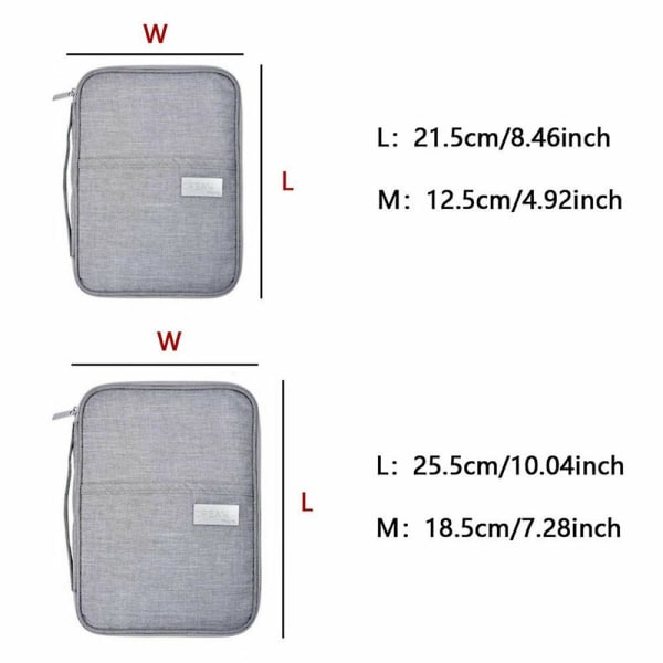 Family Travel Wallet Passport Holder Document Card Pouch Organiser Grey 21.5cm x 12.5cm