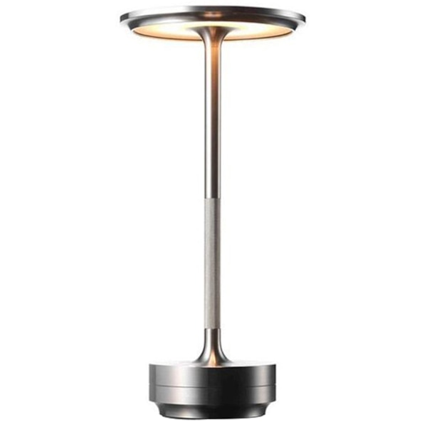 Touching Control Crystal Lamp Rechargeable Waterproof Soft Light Metal Dimmable Cordless Desk Lamp Silver