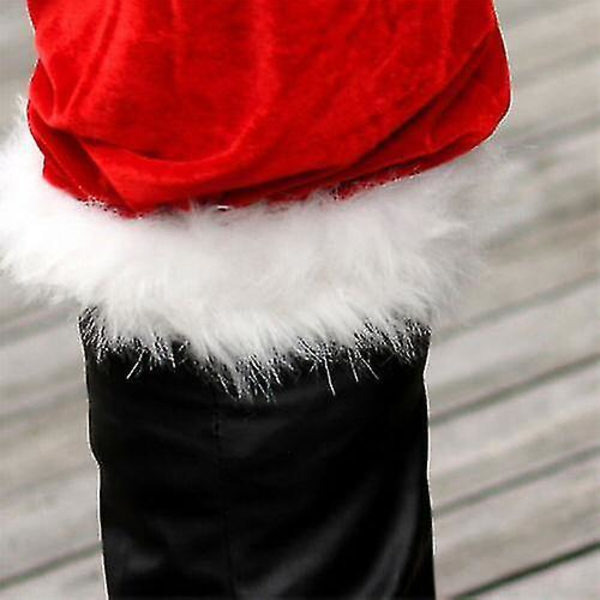 7pcs Santa Claus Costume Father Outfit Christmas Flannel Suit Mens Fancy Dress L