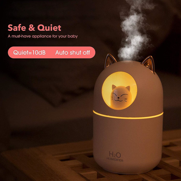 Humidifier Cool Mist Humidifier For Home,cute Cat Night Light,pink