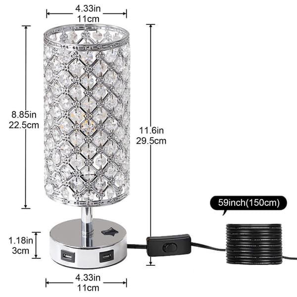 Crystal Table Desk Lamp With 2 Usb Port Desk Lamp Elegant Bedside Light Desk Light