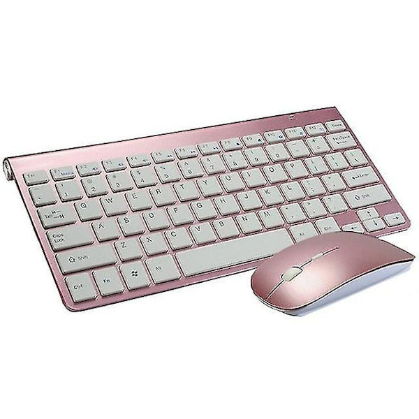 2.4g Wireless Keyboard And Mouse Portable Mini Keyboard And Mouse Combo Set Suitable For Notebook rose gold