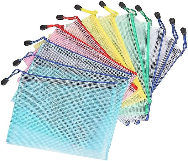 Dokumentmappe A5 12 Stykker, Lynlåsmapper, A5 Mesh Plast Lynlåsmappe