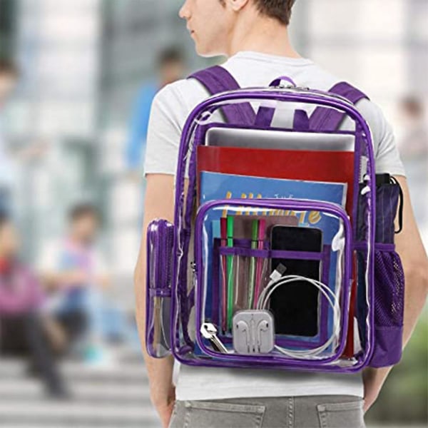 1 Pcs Clear Backpack, Heavy Duty See Through Backpack Fashion Transparent Pvc Backpack Schoolbag purple