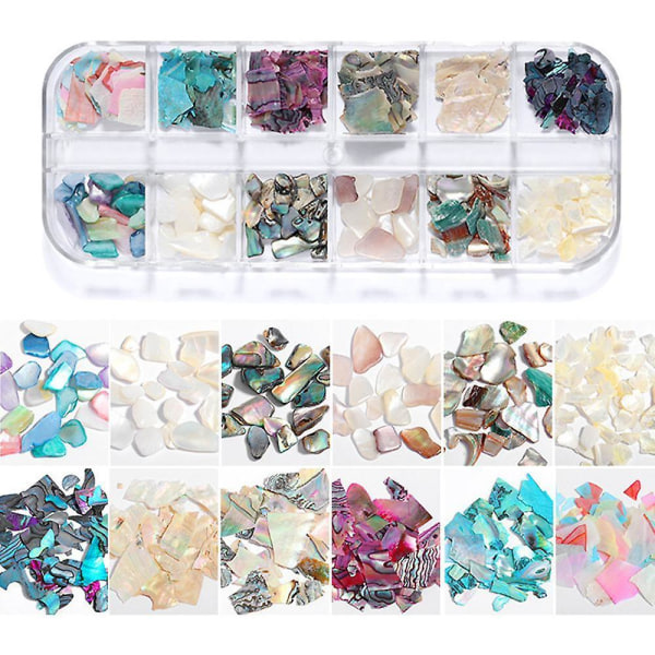 Colorful Seashell Nail Sticker, Natural Abalone Fingernail Decals, 3d Iridescent Glitter Manicure Mermaid Sequins Slices, For Manicures Salon Home