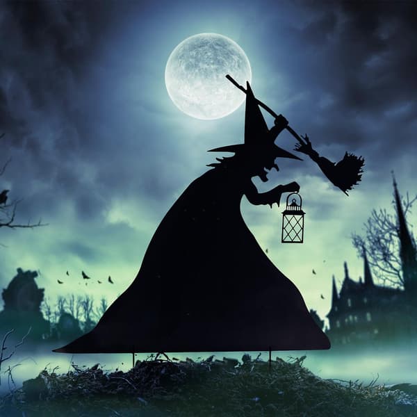 Creative Halloween Witch Silhouette Decorative Wall Art Horror Theme A