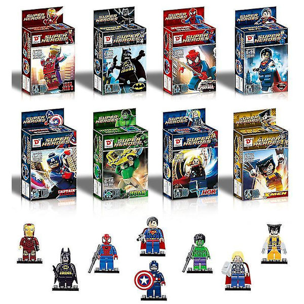Lequeen 8kpl Avengers Rakennuspalikat Super Brittiläinen Minifiguuri Koottavat Rakennuspalikat
