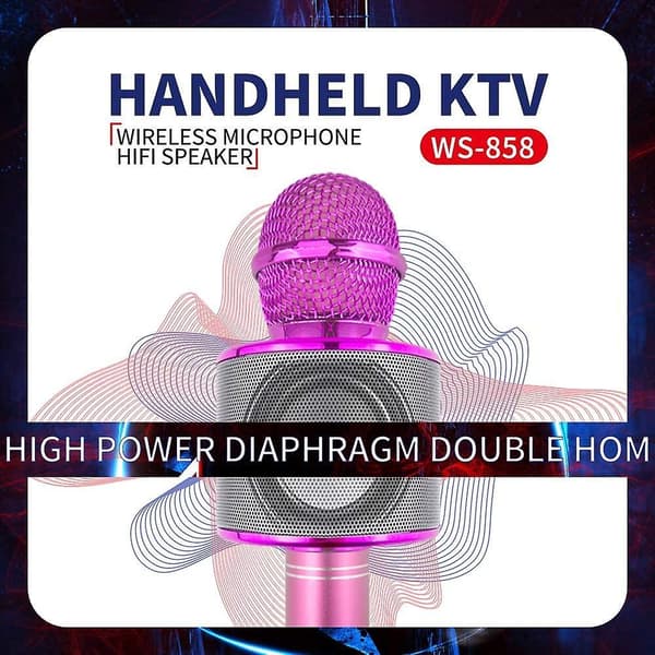 Wireless Bluetooth Karaoke Singing Microphone For Kids - Best Gifts  Pink