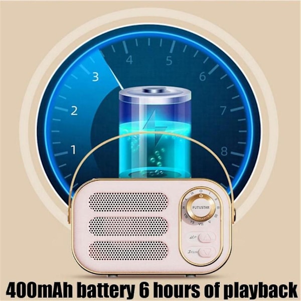 Mini Bluetooth 5.0 Langaton Klassinen Kaiutin Auto Retro Audio Ulkokäyttöön Kannettava Matka Pink