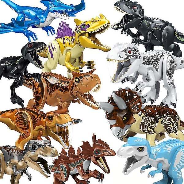 Jurassic World Large Building Block Dinosaur Tyrannosaurus Rex Assembled Toy Puzzle Building Blocks Blue carnivorous ox Dragon