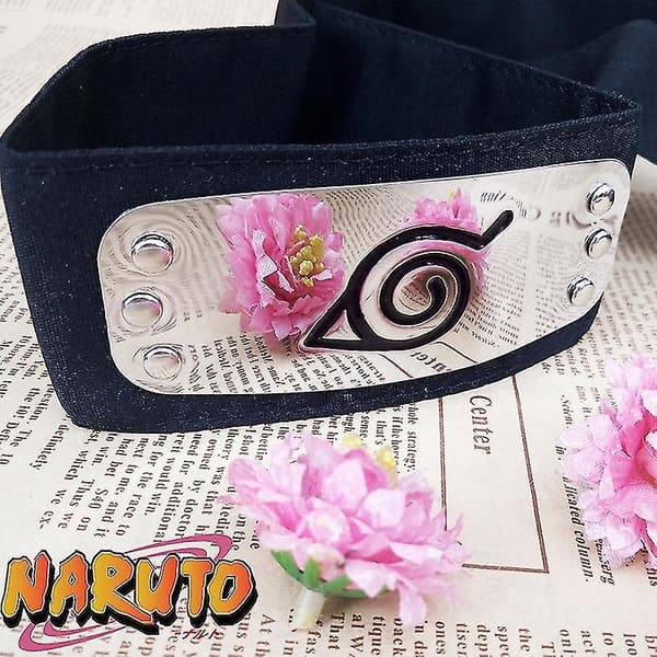 Naruto otsapanta Cosplay-logolla, kullattu Ninja-päähine A