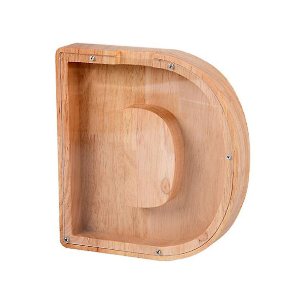 Wooden Piggy Bank Alphabet Cash Box Letters Coin Piggy Bank Kids Money Box D