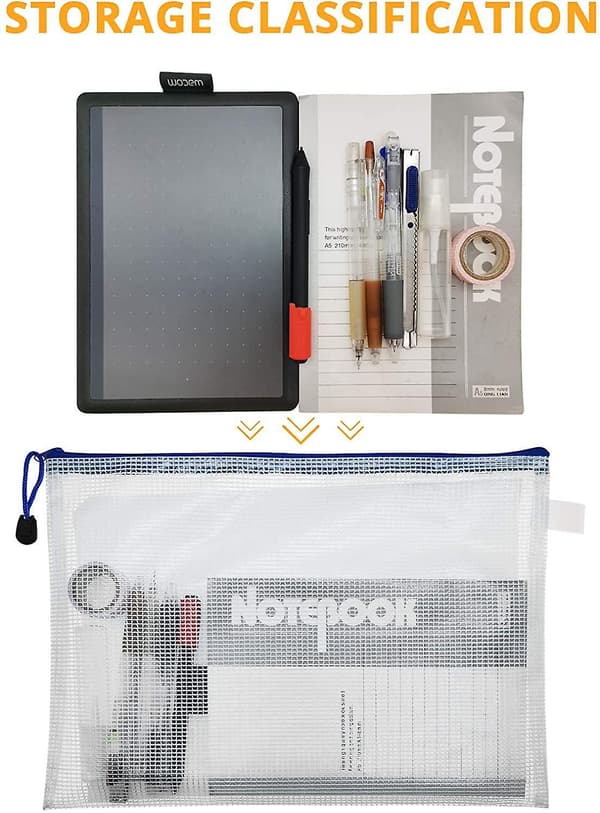 5pcs Zipper File Bag-multifunctional Storage Folder, Suitable For School And Office Files (white, B4)