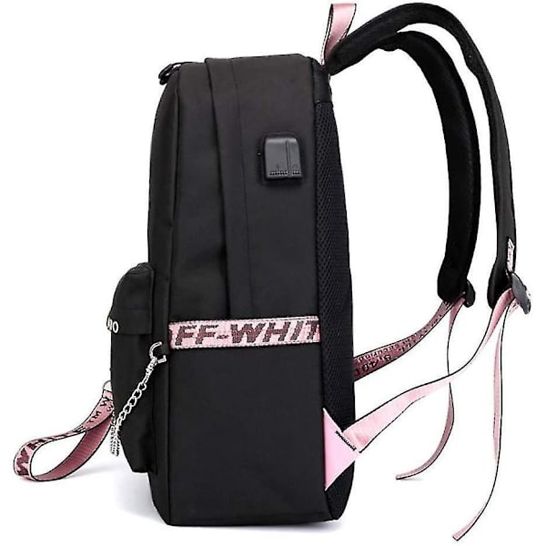 Middle School Student Backpack, B-t-s College Casual Bag Side Configuration Usb Interface And Headphone Jack. (black 2)