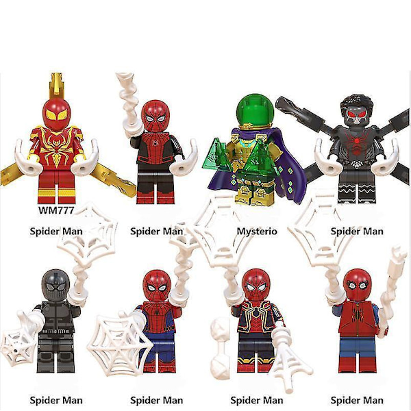 Spider-man Building Blocks Hero Return Superhero Assembled Jigsaw Puzzle Building Blocks Minifigure Children's Toys (8pcs)