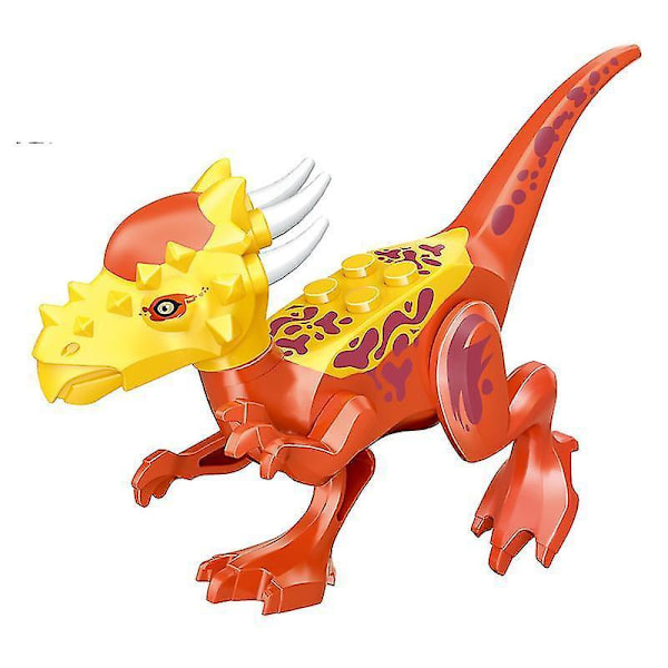 8pcs Colorful Dinosaur Building Blocks Tyrannosaurus Rex Triceratops Double Crowns Assembled Toy Building Blocks