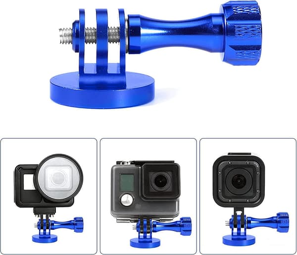 Tripod Adapter Aluminum, Threaded Mount Adapter For Action Cameras Blue