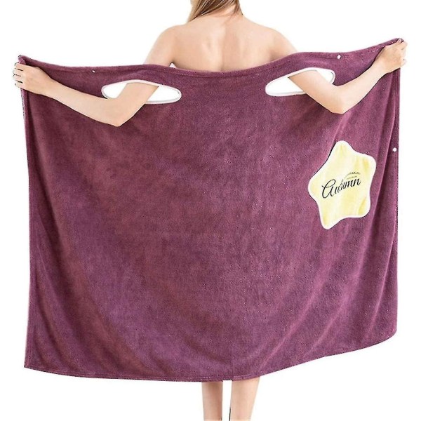 Women Wearable Bathrobe Quick Dry Microfiber Plush Towel Bath Skirt Shower Absorbent Wrap White L
