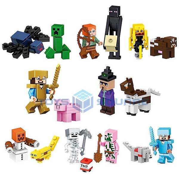 Herobrine Ghast Wither Steve With My World Action Figures Model Building Blocks Bricks Set Gifts  Toys For Children D set
