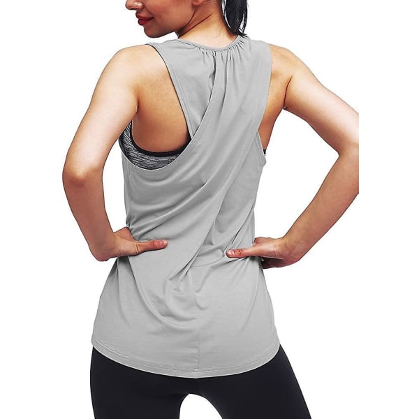 Workout Tops For Women Yoga Athletic Shirts Long Tank Tops Gym Clothes Gray Small