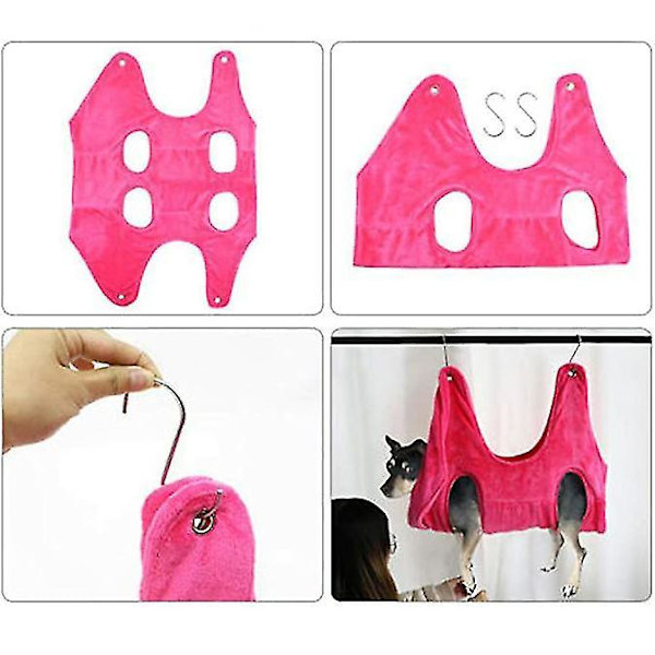Pet Grooming Hammock Helper Assistant Multifunctional Dry Towel Cat Dog Restraint Bag pink M