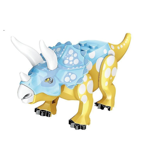 8pcs Colorful Dinosaur Building Blocks Tyrannosaurus Rex Triceratops Double Crowns Assembled Toy Building Blocks