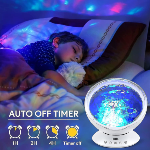 7 Modes Remote Control LED Ocean Projection Lamp Speaker Built-in Music Player (white)