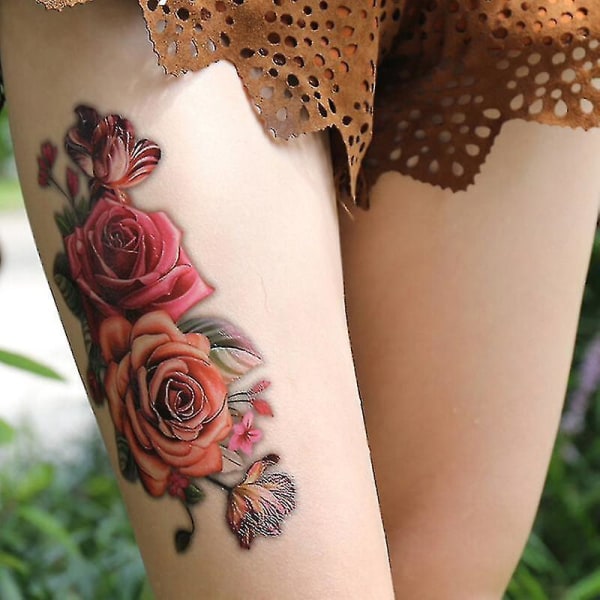 Fashion Fake Temporary Tattoo Sticker Rose Flower Arm Body Waterproof Women Art 10PCS