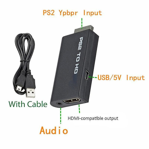 Ps2 To Hdmi-compatible Converter 1080p Full Hd Video Conversion Transmission Interface Adapter Game Console To Hd Tv Projector