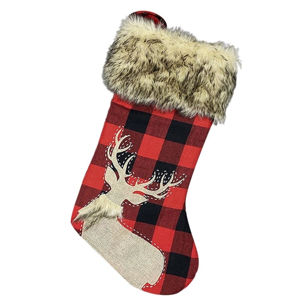 Classic Elk Pattern Christmas Stocking Non Woven Fabric Photography Props Fireplace Stocking Tree Decoration Elk