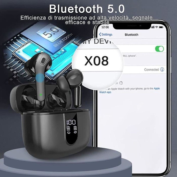 Bluetooth Wireless Headphones 5.0 With Noise Reduction, In-ear Earbuds With Built-in Mic