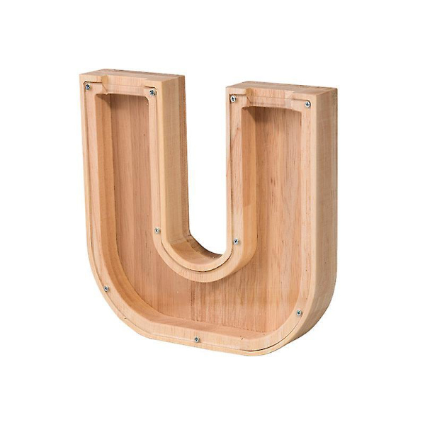 Wooden Piggy Bank Alphabet Cash Box Letters Coin Piggy Bank Kids Money Box U