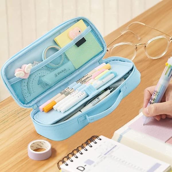 Cute Pencil Case Capacity Portable Multifunction Pen Bag green